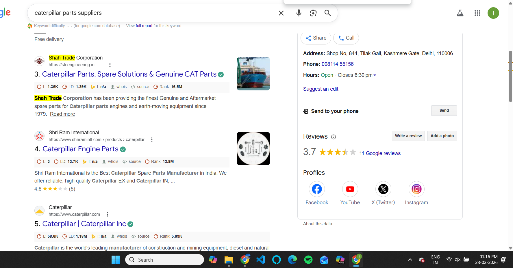 STC Engineering keyword ranking
