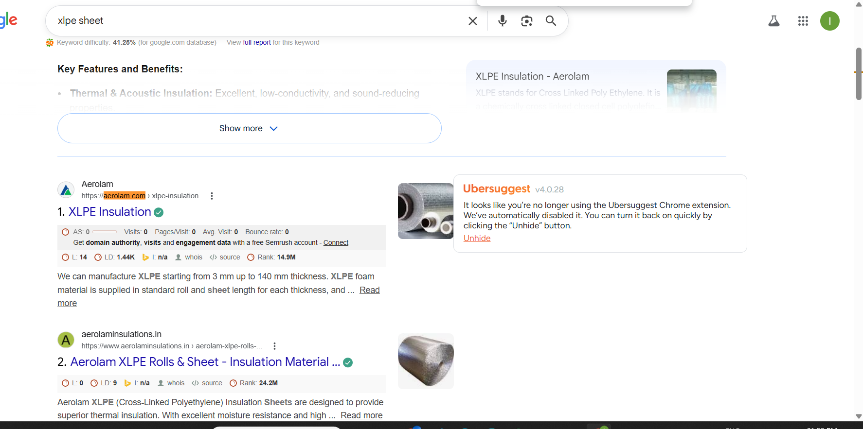 Aerolam keyword positions