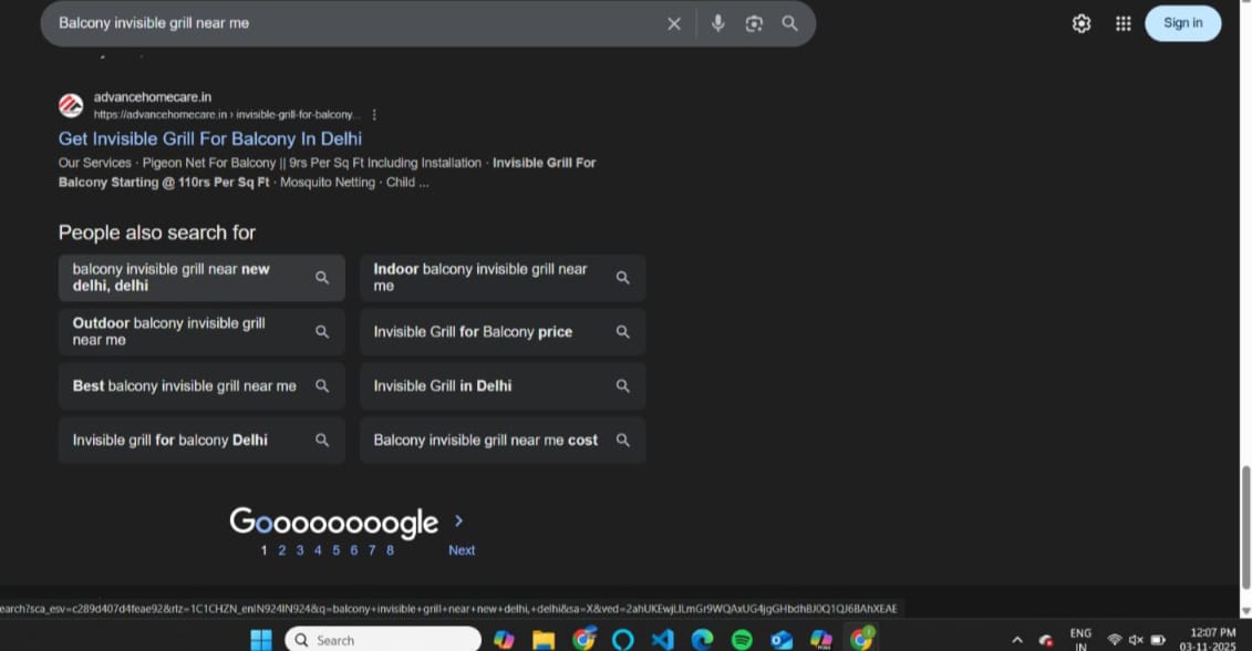 Advance Home Care keyword rankings