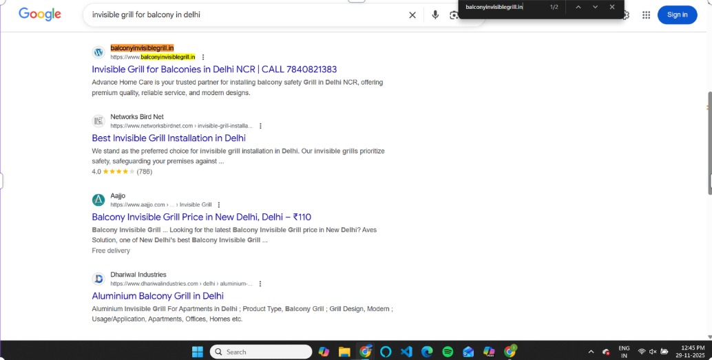 Balcony Invisible Grill impressions